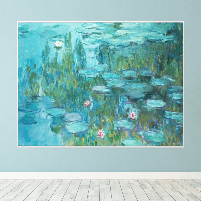 Water Lilies, Fine Art Oil Painting, Claude Monet Canvas Print (Insitu(Wood Floor))