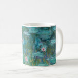 Water Lilies, Fine Art Oil Painting, Claude Monet Coffee Mug<br><div class="desc">Claude Monet,  circa 1915
oil on canvas
mostly monochrome impressionist oil painting of a peaceful calm serene tranquil bold jewel tone vibrant vivid turquoise blue pond with green lily pads and pink water lily flowers 

sophisticated boho elegant stately bohemian chic fine art decor modern classic historical nature art</div>