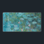 Water Lilies, Fine Art Oil Painting, Claude Monet Desk Mat<br><div class="desc">Claude Monet,  circa 1915
oil on canvas
mostly monochrome impressionist oil painting of a peaceful calm serene tranquil bold jewel tone vibrant vivid turquoise blue pond with green lily pads and pink water lily flowers 

sophisticated boho elegant stately bohemian chic fine art decor modern classic historical nature art</div>