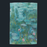 Water Lilies, Fine Art Oil Painting, Claude Monet Garden Flag<br><div class="desc">Claude Monet,  circa 1915
oil on canvas
mostly monochrome impressionist oil painting of a peaceful calm serene tranquil bold jewel tone vibrant vivid turquoise blue pond with green lily pads and pink water lily flowers 

sophisticated boho elegant stately bohemian chic fine art decor modern classic historical nature art</div>