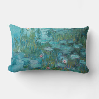 Water Lilies, Fine Art Oil Painting, Claude Monet Lumbar Pillow