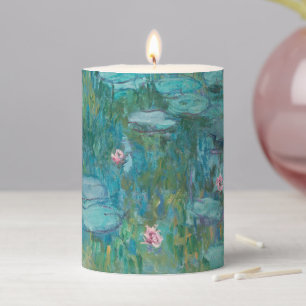 Water Lilies, Fine Art Oil Painting, Claude Monet Pillar Candle