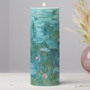 Water Lilies, Fine Art Oil Painting, Claude Monet Pillar Candle