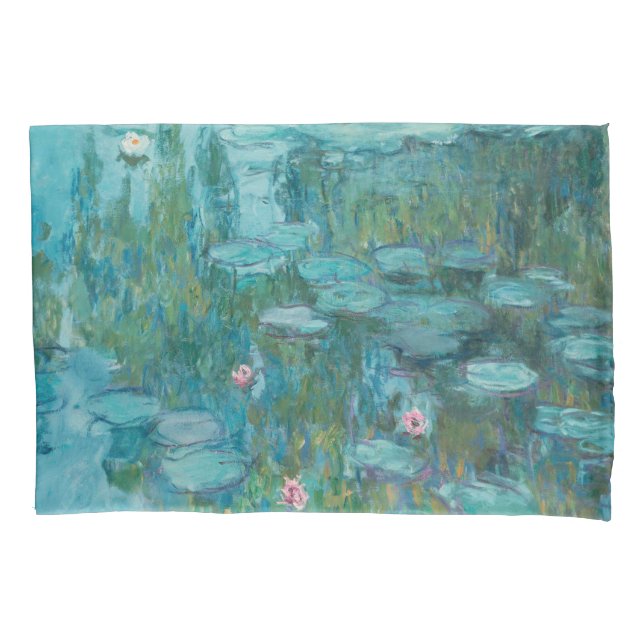 Water Lilies, Fine Art Oil Painting, Claude Monet Pillow Case (Front)