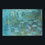 Water Lilies, Fine Art Oil Painting, Claude Monet Placemat<br><div class="desc">Claude Monet,  circa 1915
oil on canvas
mostly monochrome impressionist oil painting of a peaceful calm serene tranquil bold jewel tone vibrant vivid turquoise blue pond with green lily pads and pink water lily flowers 

sophisticated boho elegant stately bohemian chic fine art decor modern classic historical nature art</div>
