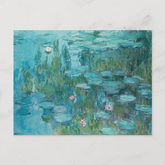 Water Lilies, Fine Art Oil Painting, Claude Monet Postcard (Front)