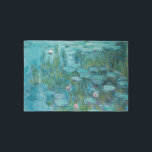 Water Lilies, Fine Art Oil Painting, Claude Monet Rug<br><div class="desc">Claude Monet,  circa 1915
oil on canvas
mostly monochrome impressionist oil painting of a peaceful calm serene tranquil bold jewel tone vibrant vivid turquoise blue pond with green lily pads and pink water lily flowers 

sophisticated boho elegant stately bohemian chic fine art decor modern classic historical nature art</div>