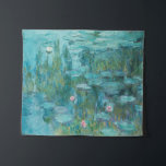 Water Lilies, Fine Art Oil Painting, Claude Monet Tapestry<br><div class="desc">Claude Monet,  circa 1915
oil on canvas
mostly monochrome impressionist oil painting of a peaceful calm serene tranquil bold jewel tone vibrant vivid turquoise blue pond with green lily pads and pink water lily flowers 

sophisticated boho elegant stately bohemian chic fine art decor modern classic historical nature art</div>