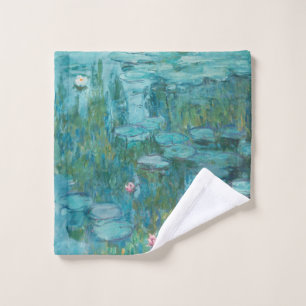 Water Lilies, Fine Art Oil Painting, Claude Monet Wash Cloth
