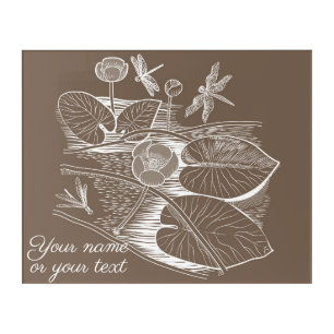 Water-lilies graphic brown acrylic print