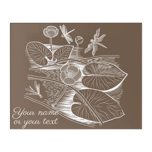 Water-lilies graphic brown acrylic print (Front)
