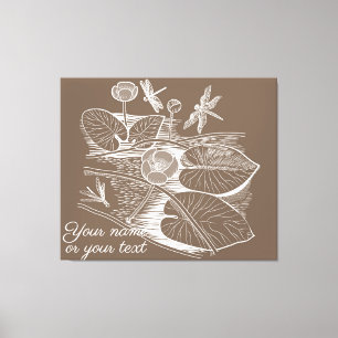 Water-lilies graphic brown canvas print