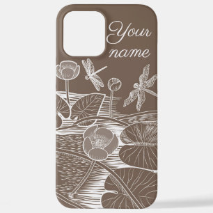 Water-lilies graphic brown iPhone 12 pro max case