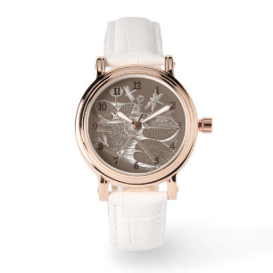 Water-lilies graphic brown watch