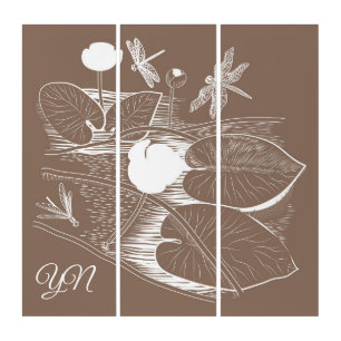 Water-lilies graphic triptych