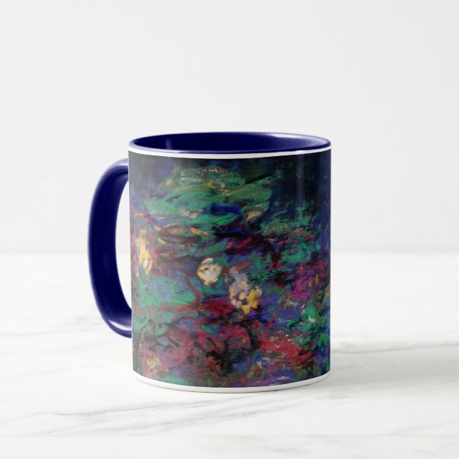WATER LILIES GREEN POND Claude Monet Dark Floral Mug (Front Left)