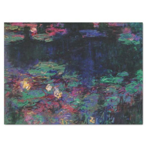 WATER LILIES GREEN POND Claude Monet Dark Floral Tissue Paper