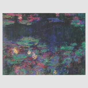 WATER LILIES GREEN POND Claude Monet Dark Floral Tissue Paper