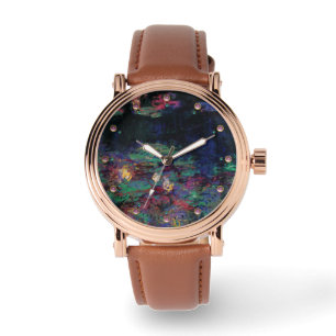 WATER LILIES GREEN POND Claude Monet Dark Floral Watch