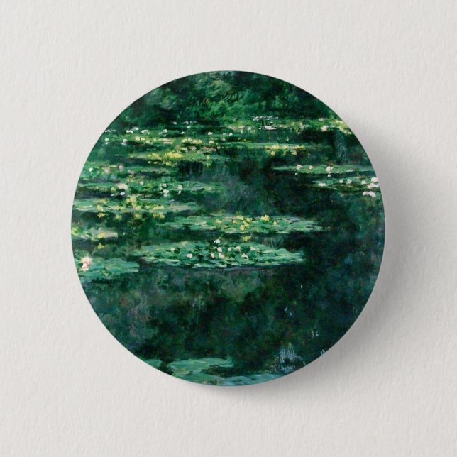 WATER LILIES IN GREEN POND by Claude Monet  Button (Front)