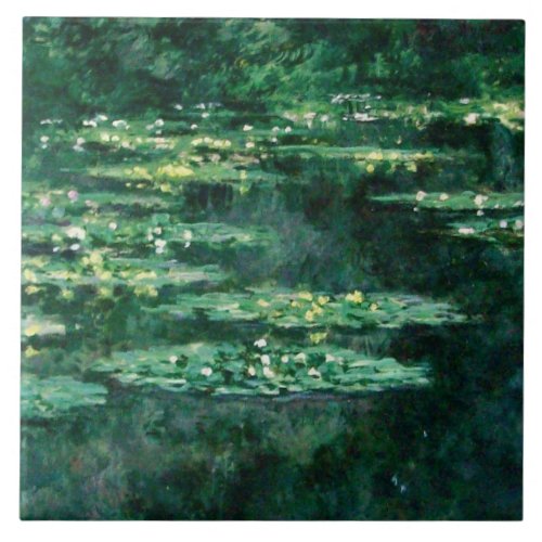WATER LILIES IN GREEN POND by Claude Monet  Ceramic Tile