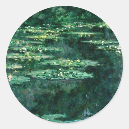 WATER LILIES IN GREEN POND by Claude Monet  Classic Round Sticker