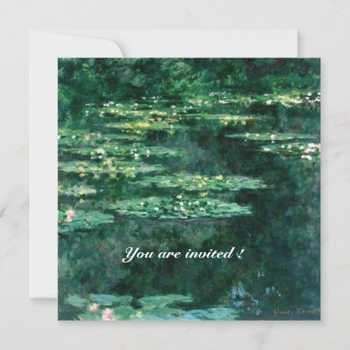 WATER LILIES IN GREEN POND by Claude Monet  Invitation