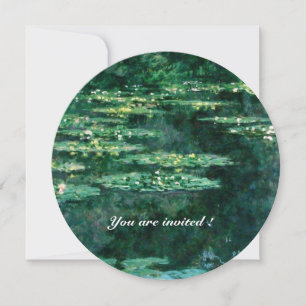 WATER LILIES IN GREEN POND by Claude Monet Invitation