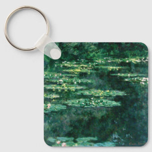 WATER LILIES IN GREEN POND by Claude Monet Keychain