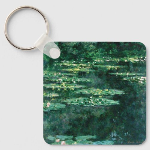 WATER LILIES IN GREEN POND by Claude Monet  Keychain