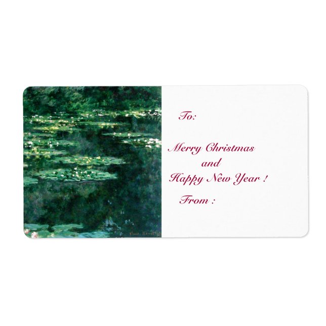 WATER LILIES IN GREEN POND by Claude Monet  Label (Front)
