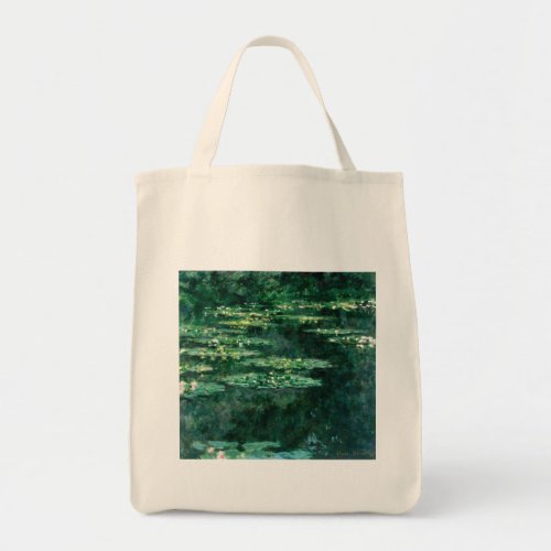 WATER LILIES IN GREEN POND by Claude Monet  Tote Bag