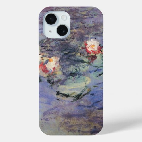 WATER LILIES IN PINK BLUE POND by Claude Monet  iPhone 15 Case