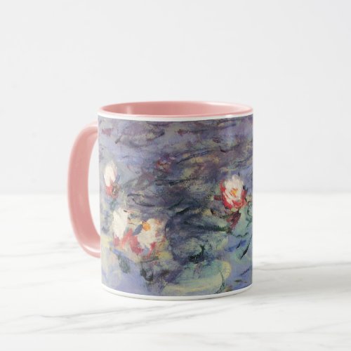 WATER LILIES IN PINK BLUE POND by Claude Monet  Mug