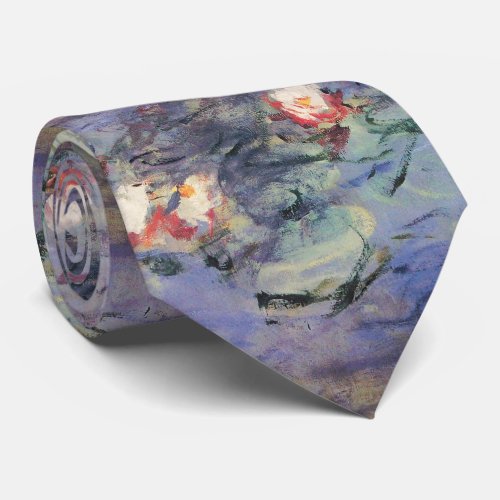 WATER LILIES IN PINK BLUE POND by Claude Monet  Neck Tie