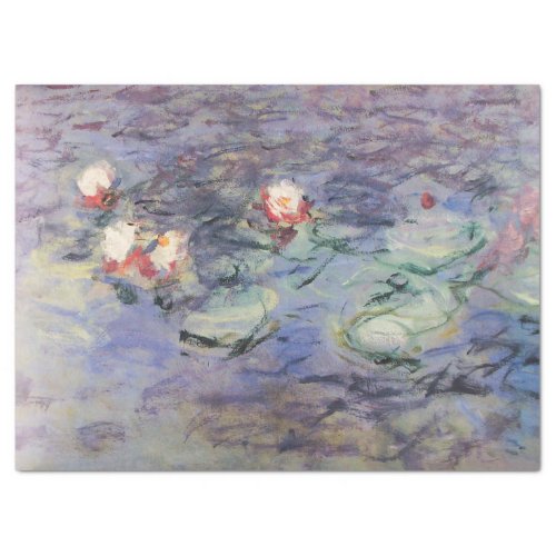 WATER LILIES IN PINK BLUE POND by Claude Monet  Tissue Paper