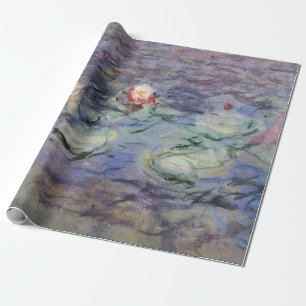 WATER LILIES IN PINK BLUE POND by Claude Monet  Wrapping Paper