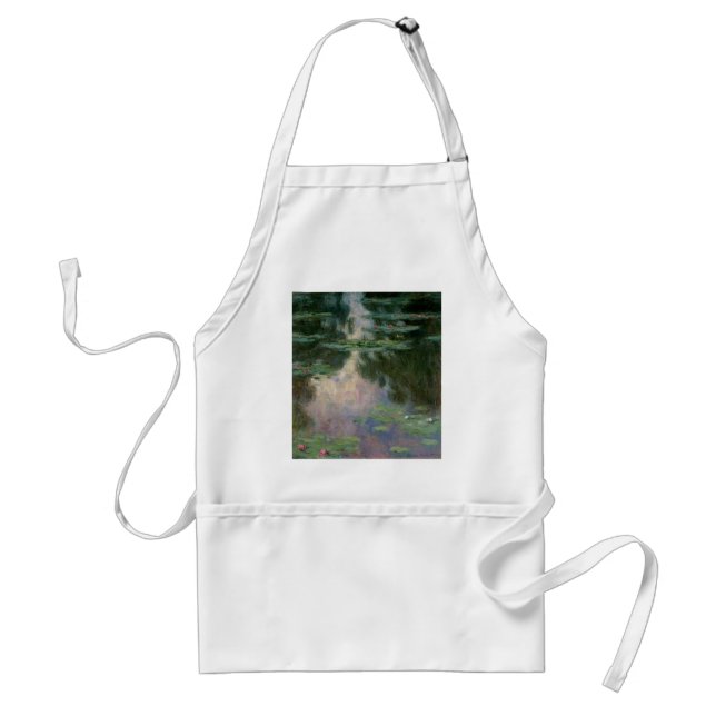 WATER LILIES IN PINK GREEN POND by Claude Monet Adult Apron (Front)