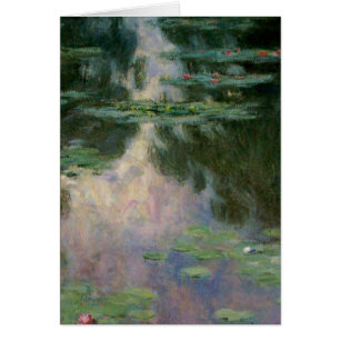WATER LILIES IN PINK GREEN POND by Claude Monet Cards
