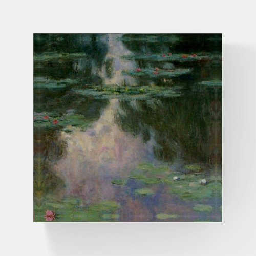 WATER LILIES IN PINK GREEN POND by Claude Monet  Paperweight