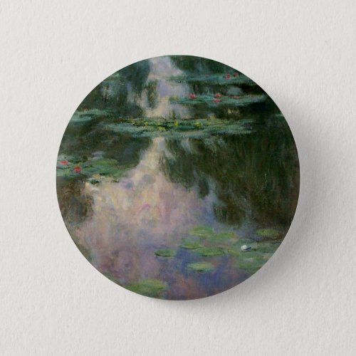 WATER LILIES IN PINK GREEN POND by Claude Monet  Pinback Button