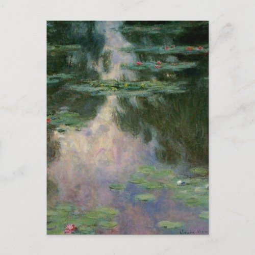 WATER LILIES IN PINK GREEN POND by Claude Monet Postcard
