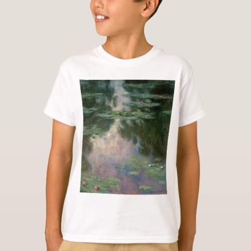 WATER LILIES IN PINK GREEN POND by Claude Monet T_Shirt
