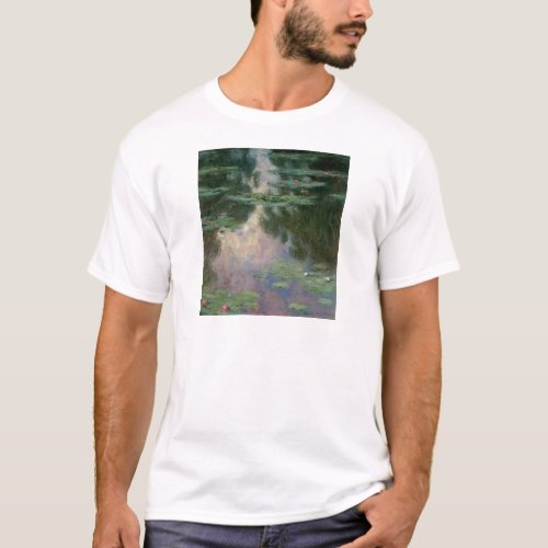 WATER LILIES IN PINK GREEN POND by Claude Monet T_Shirt