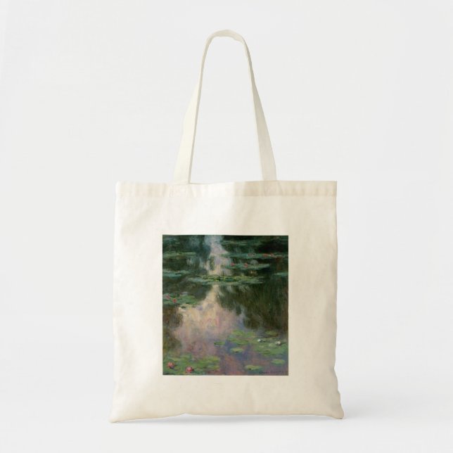 WATER LILIES IN PINK GREEN POND by Claude Monet  Tote Bag (Front)