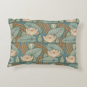 Water Lilies Lily Art Nouveau Nature Accent Pillow