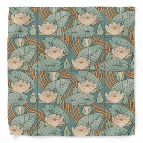 Water Lilies Lily Art Nouveau Nature Bandana