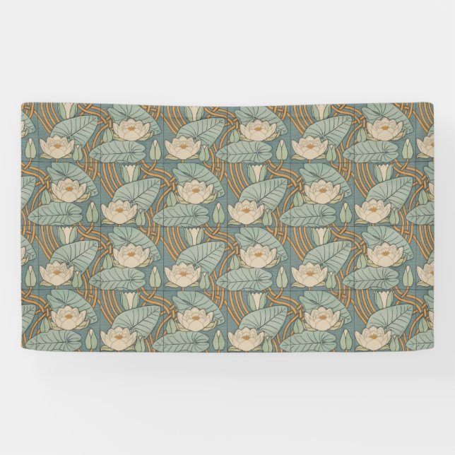 Water Lilies Lily Art Nouveau Nature Banner (Horizontal)