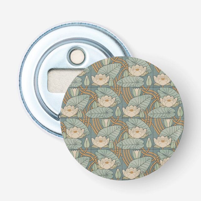 Water Lilies Lily Art Nouveau Nature Bottle Opener (Front)
