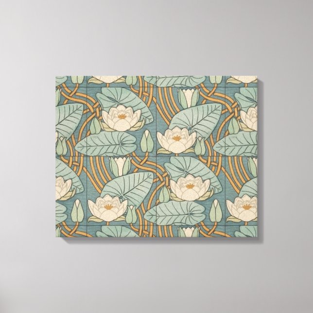 Water Lilies Lily Art Nouveau Nature Canvas Print (Front)